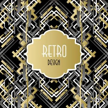 Trendy linear style bright design pattern with retro text  label. Illustrazione stock