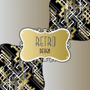 Trendy linear style bright design pattern with retro text  label. Stock Illustration