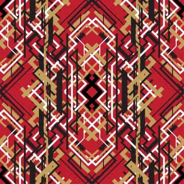 Trendy linear style red design seamless pattern background Stock Illustration