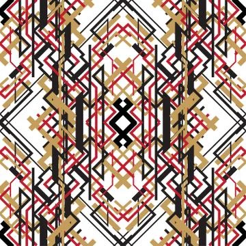 Trendy linear style red design seamless pattern background Stock Illustration