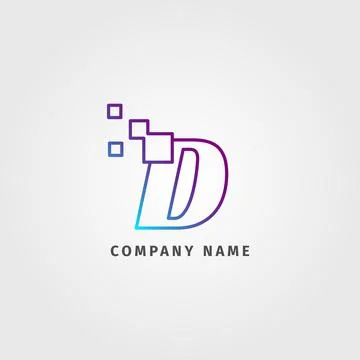 Trendy logotype letter D pixel decoration for digital services company 스톡 일러스트