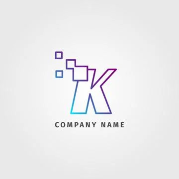 Trendy logotype letter K pixel decoration for digital services company Stock Illustration