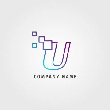Trendy logotype letter U pixel decoration for digital services company Stock Illustration