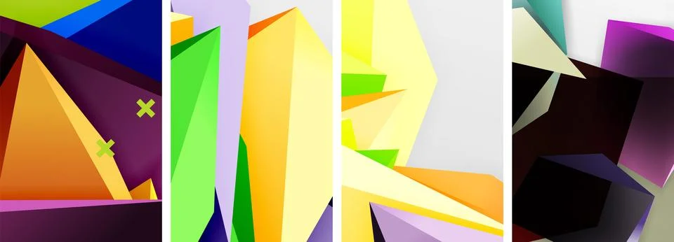Trendy low poly 3d triangle shapes and other geometric elements background イラスト素材