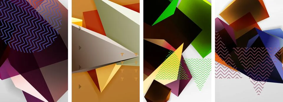 Trendy low poly 3d triangle shapes and other geometric elements background イラスト素材