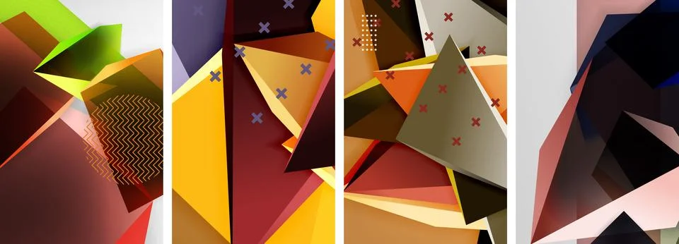 Trendy low poly 3d triangle shapes and other geometric elements background イラスト素材