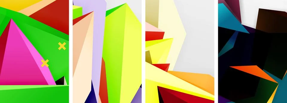 Trendy low poly 3d triangle shapes and other geometric elements background 스톡 일러스트