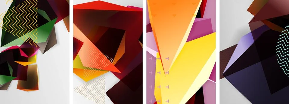 Trendy low poly 3d triangle shapes and other geometric elements background 스톡 일러스트