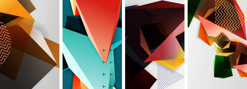 Trendy low poly 3d triangle shapes and other geometric elements background イラスト素材