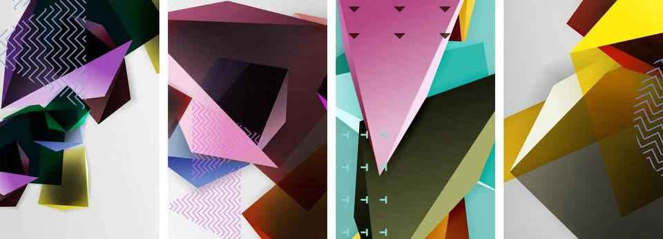 Trendy low poly 3d triangle shapes and other geometric elements background イラスト素材