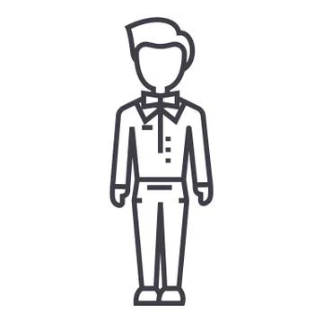 Trendy man,dude,hipster vector line icon, sign, illustration on white backgro Ilustração Stock