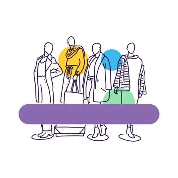 Trendy mannequin display case, vector illustration Stock Illustration