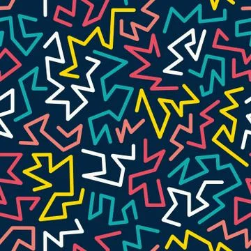 Trendy memphis style seamless pattern inspired by 80s, 90s retro fashion design Stock Illustration