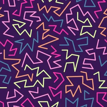 Trendy memphis style seamless pattern inspired by 80s, 90s retro fashion design Stock Illustration