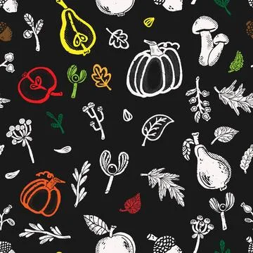 Trendy minimalism modern vegetable pattern Grunge, shabby texture of elements Stockillustratie