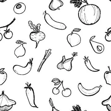 Trendy minimalism modern vegetable pattern Grunge, shabby texture of elements Stock Illustration