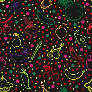 Trendy minimalism modern vegetable pattern Grunge, shabby texture of elements Illustrazione stock