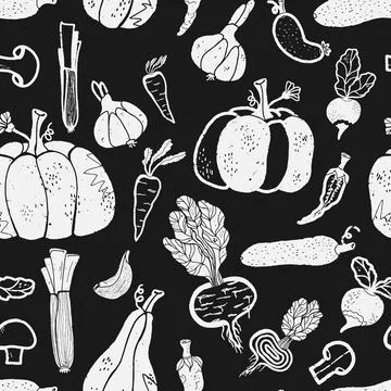 Trendy minimalism modern vegetable pattern Grunge, shabby texture of elements Stock Illustration