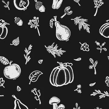 Trendy minimalism modern vegetable pattern Grunge, shabby texture of elements Stockillustratie