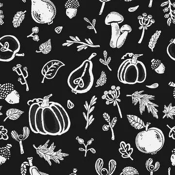 Trendy minimalism modern vegetable pattern Grunge, shabby texture of elements Stock Illustration