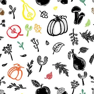 Trendy minimalism modern vegetable pattern Grunge, shabby texture of elements 库存插图