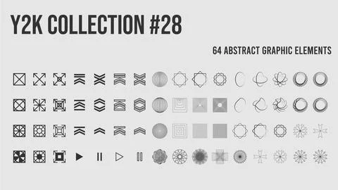 Trendy minimalist elements set with icons and digital shapes for apparel Stock Illustration