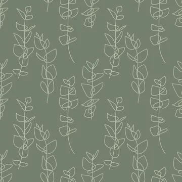 Trendy minimalist seamless botanical pattern with line art composition Stock Illustration