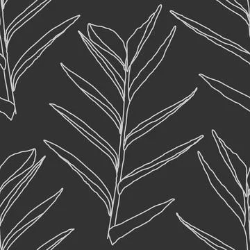 Trendy minimalist seamless botanical pattern with line art composition Stock Illustration