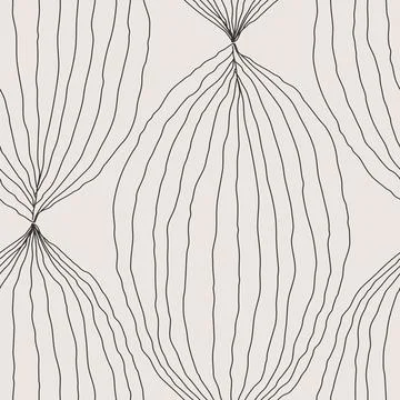 Trendy minimalist seamless botanical pattern with line art composition Stock Illustration