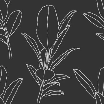 Trendy minimalist seamless botanical pattern with line art composition Stock-Illustration