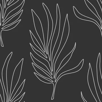 Trendy minimalist seamless botanical pattern with line art composition Stock Illustration