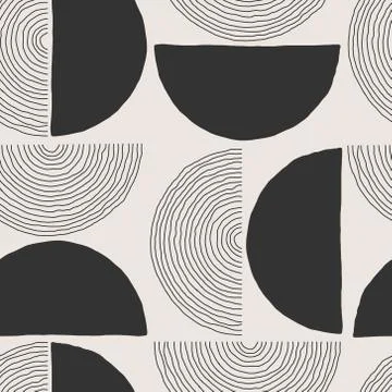 Trendy minimalist seamless pattern with abstract creative hand drawn composition Stock Illustration