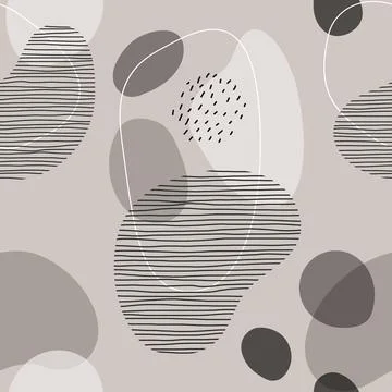 Trendy minimalist seamless pattern with abstract creative hand drawn composition Illustrazione stock