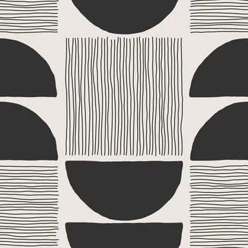 Trendy minimalist seamless pattern with abstract creative hand drawn composition Illustrazione stock