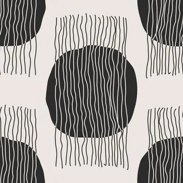 Trendy minimalist seamless pattern with abstract creative hand drawn composition Illustrazione stock