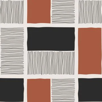 Trendy minimalist seamless pattern with abstract creative hand drawn composition Illustrazione stock