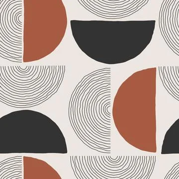 Trendy minimalist seamless pattern with abstract creative hand drawn composition 스톡 일러스트