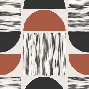 Trendy minimalist seamless pattern with abstract creative hand drawn composition Illustrazione stock