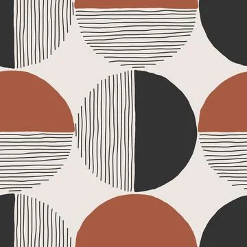 Trendy minimalist seamless pattern with abstract creative hand drawn composition 스톡 일러스트