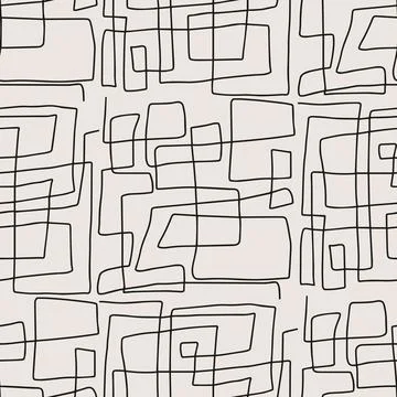 Trendy minimalist seamless pattern with abstract creative hand drawn composition Illustrazione stock