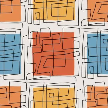 Trendy minimalist seamless pattern with abstract creative hand drawn composition Stock Illustration