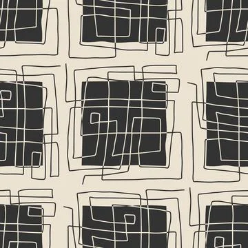 Trendy minimalist seamless pattern with abstract creative hand drawn composition 스톡 일러스트