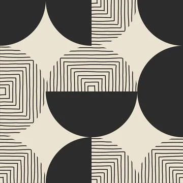 Trendy minimalist seamless pattern with abstract creative hand drawn composition 스톡 일러스트