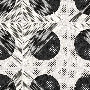 Trendy minimalist seamless pattern with abstract creative hand drawn composition Illustrazione stock