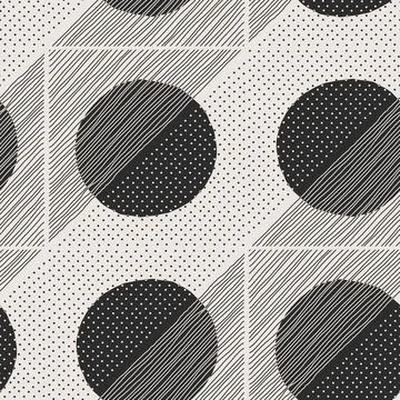 Trendy minimalist seamless pattern with abstract creative hand drawn composition Illustrazione stock