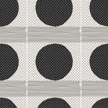Trendy minimalist seamless pattern with abstract creative hand drawn composition Stock Illustration
