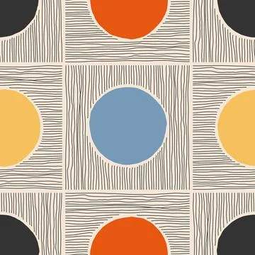 Trendy minimalist seamless pattern with abstract creative hand drawn composition Illustrazione stock