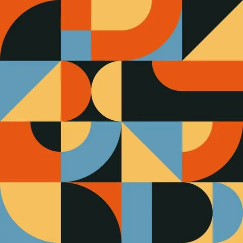 Trendy minimalist seamless pattern with abstract creative geometric composition Illustrazione stock