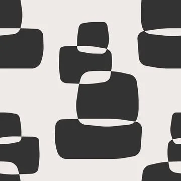 Trendy minimalist seamless pattern with abstract creative hand drawn composition Stock-Illustration