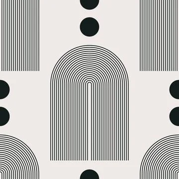 Trendy minimalist seamless pattern with abstract creative geometric composition Illustrazione stock